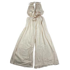 Cuca Strappy Cutouts Adjustable Canvas Jumpsuit with Secret Pants S/M